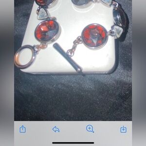 Charm bracelet, red white, and black